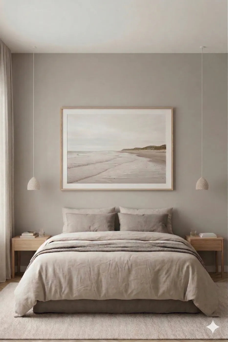 Two Sahara pendants beside a bed